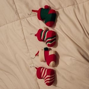 Vintage Christmas booties/stockings, bundle of 4 ornaments